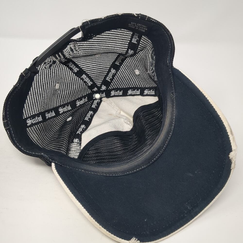 Sinful Snapback Trucker Hat Multicolor One Size Adjustable Rhinestone Distressed - Picture 7 of 9
